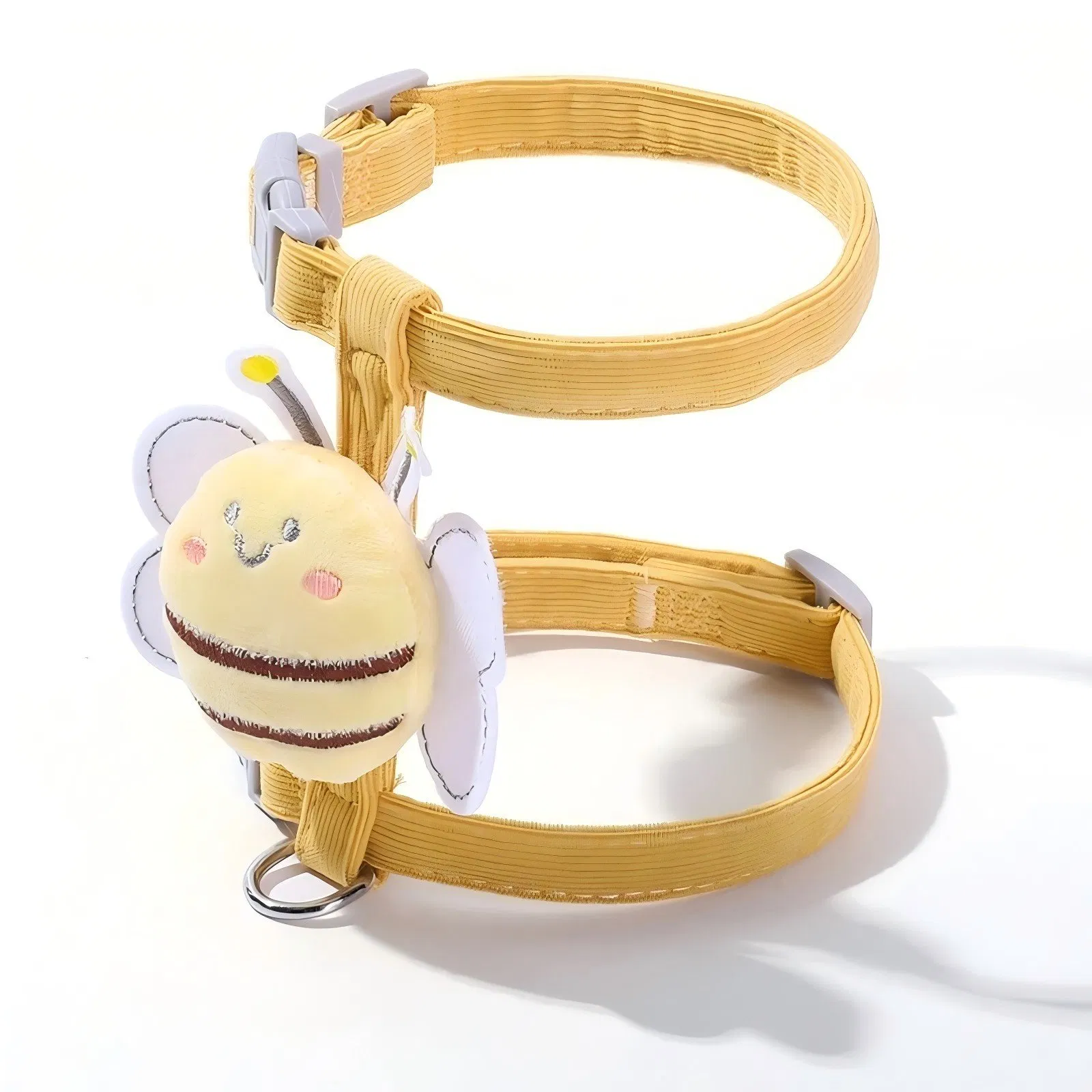 Conjunto de Coleira, Guia e Arnês para Gato Ajustável, Cartoon Abelha, Arnês Dupla Camada para Cães, Caminhada ao Ar Livre, Pequenos e Médios Animais de Estimação, Coleira para Gatos e Guia