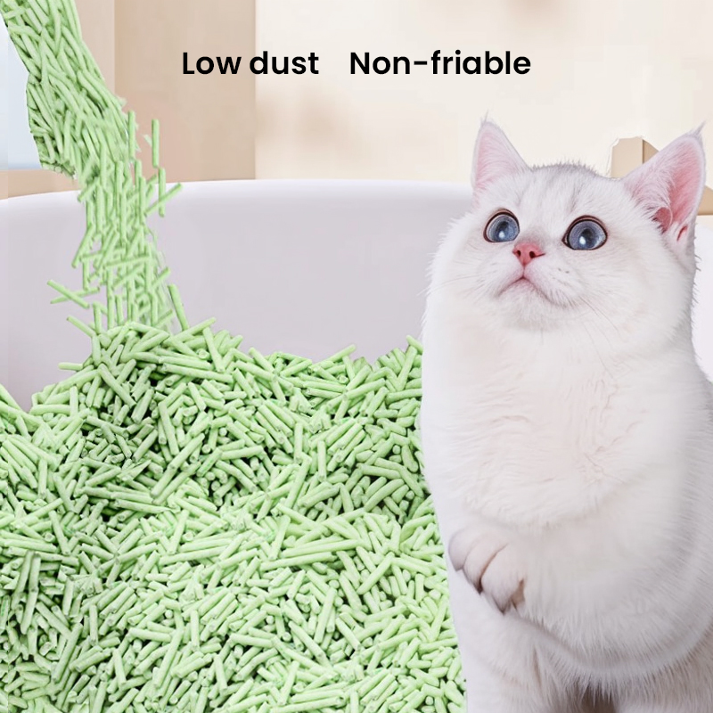 Acessório para Pet Areia de Gato Tofu com Aroma de Chá Verde Baixo Rastreamento para Limpeza Preço Bom Forma de Faixa Fundo Antiaderente OEM Tofu de Planta Pura 1.5mm/2.0mm