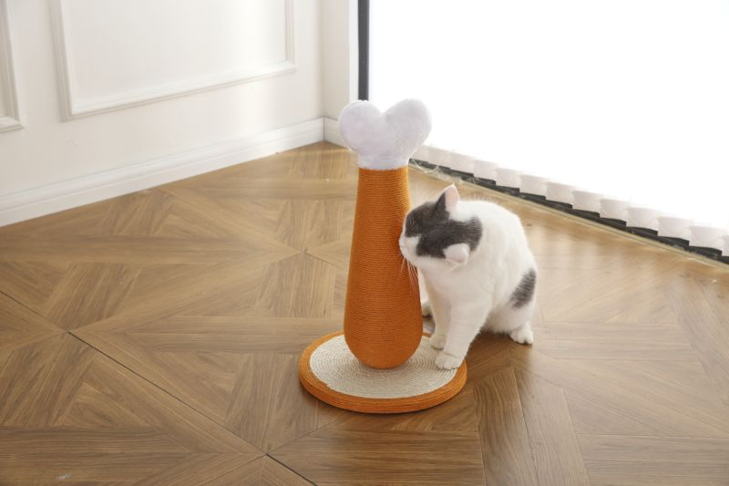 Poste de Arranhar para Gato em Forma de Perna de Frango com Corda de Juta Tingida Durável