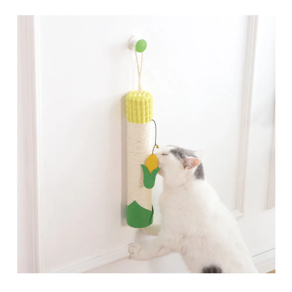 Poste de Arranhar de Sisal de Madeira Durável para Gatos, Poste de Arranhar de Sisal para Gatos de Interior
