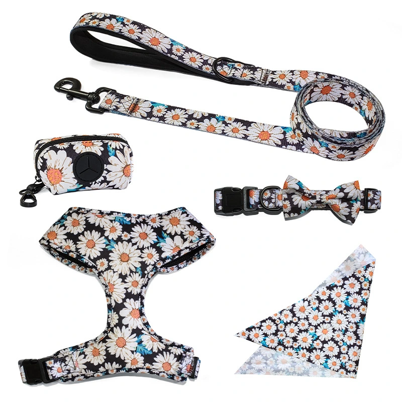 Conjunto de Coleira e Guia para Cães com Design de Luxo Reversível sem Puxar, Personalizado, Ajustável para Cães e Gatos
