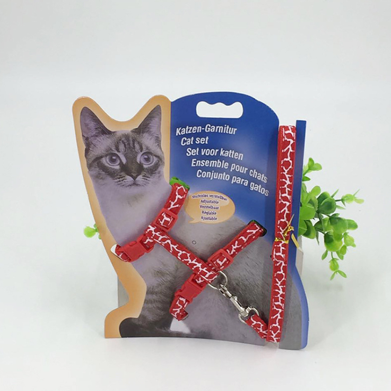Coleira Ajustável Colorida para Gatos de Atacado Conjunto de Arnês e Guia de Nylon para Gatinhos Cozidos