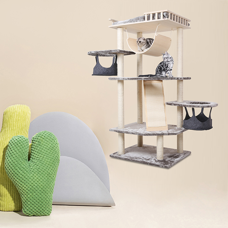 Torre de Atividades com Arranhadores Grande Árvore para Gatos Moderna Grande Torre para Gatos Casa Condomínio