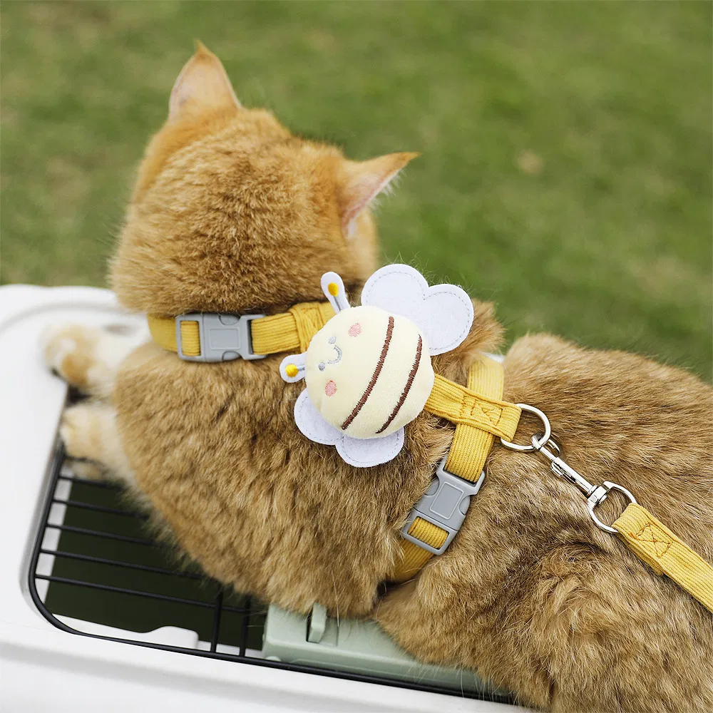 Arnés para gatos para caminhadas ao ar livre na China, acessórios para gatos, arnés e guia, produtos para animais de estimação, mercadorias para pets, arnés para gatos, itens para animais de estimação, coleira e guia para gatos