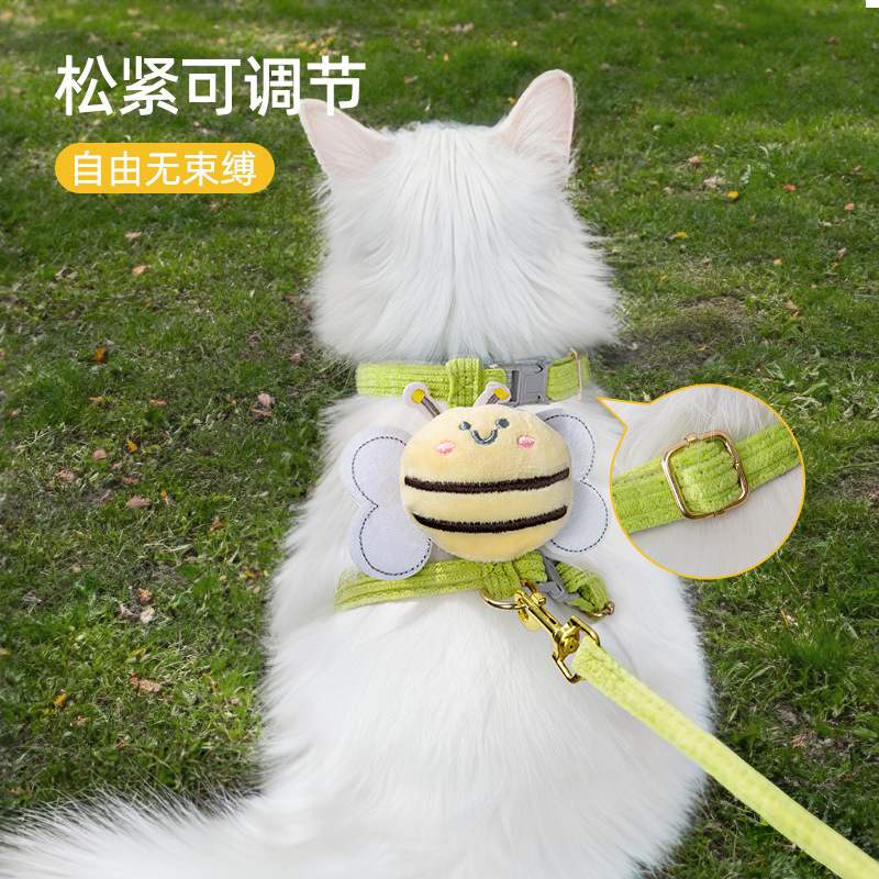 Fornecimento de Fábrica da China Coleira Ajustável de Alta Qualidade para Gato, Guia para Caminhada ao Ar Livre, Produtos para Gato, Acessórios para Animais de Estimação, Arnês para Gato, Coleira e Guia para Gato
