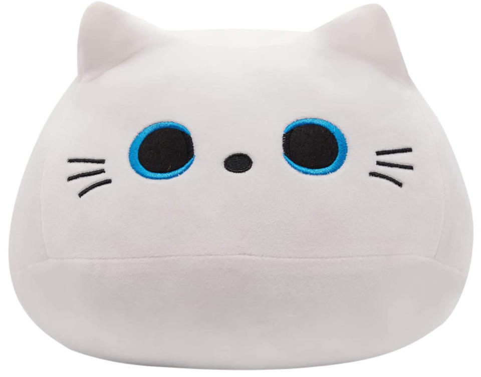 Travesseiro de pelúcia de gato preto em alta venda, bonecos com logotipo personalizável, acessórios de gato fofos para festas