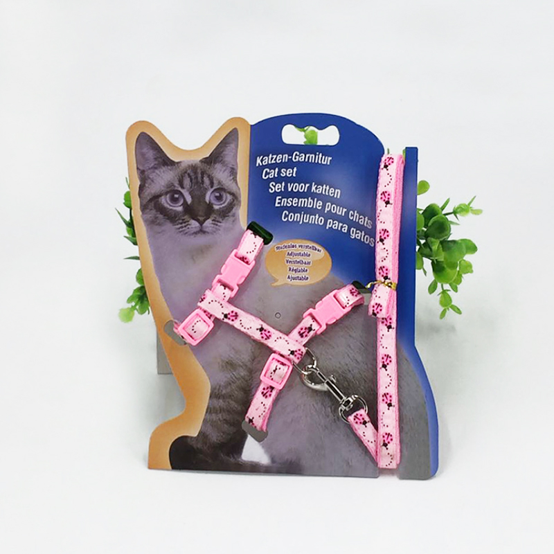 Coleira Ajustável Colorida para Gatos de Atacado Conjunto de Arnês e Guia de Nylon para Gatinhos Cozidos