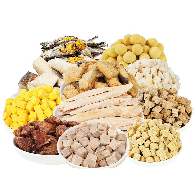 Atacado em grande quantidade OEM Ração Liofilizada para Animais de Estimação - Petiscos Naturais de Frango, Pato, Salmão e Bacalhau para Gatos e Cães, Petiscos com Alto Teor de Proteína e Baixo Teor de Gordura