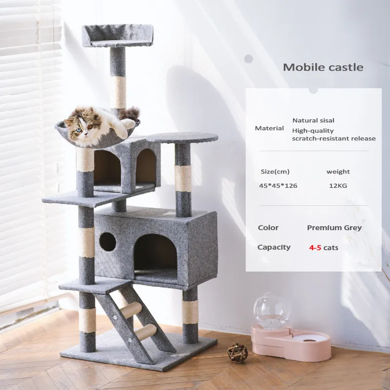 Cat Climbing Frame Litter Tree Scratching Post Multi-Layer Pillar