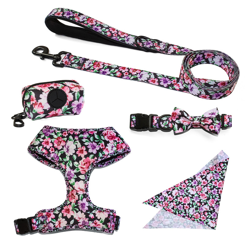 Conjunto de Coleira e Guia para Cães com Design de Luxo Reversível sem Puxar, Personalizado, Ajustável para Cães e Gatos