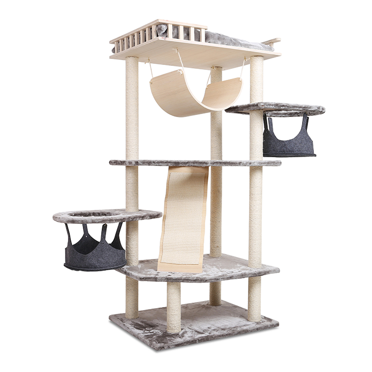 Torre de Atividades com Arranhadores Grande Árvore para Gatos Moderna Grande Torre para Gatos Casa Condomínio