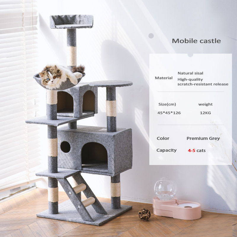 Cat Climbing Frame Litter Tree Scratching Post Multi-Layer Pillar