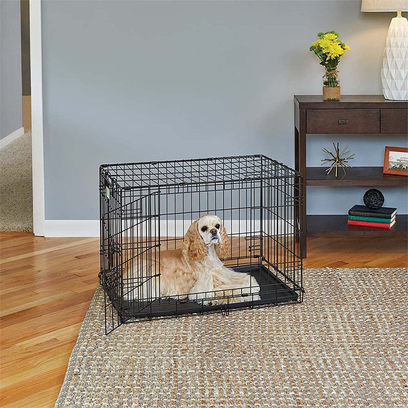 Gaiola multifuncional grossa para cães, canil para cães pequenos, cercado para cães, caixa para filhotes, com duas portas, empilhável e resistente em aço carbono