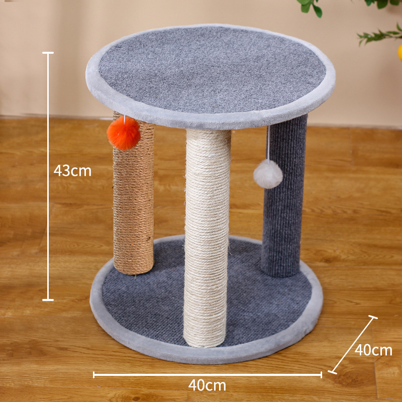 16 Poste de Arranhar para Gatos com Cordão de Algas Marinhas em Polegadas, Árvore para Gatos de Múltiplos Níveis, Perch para Brincar e Descansar, Atividade com Bola Pendurada