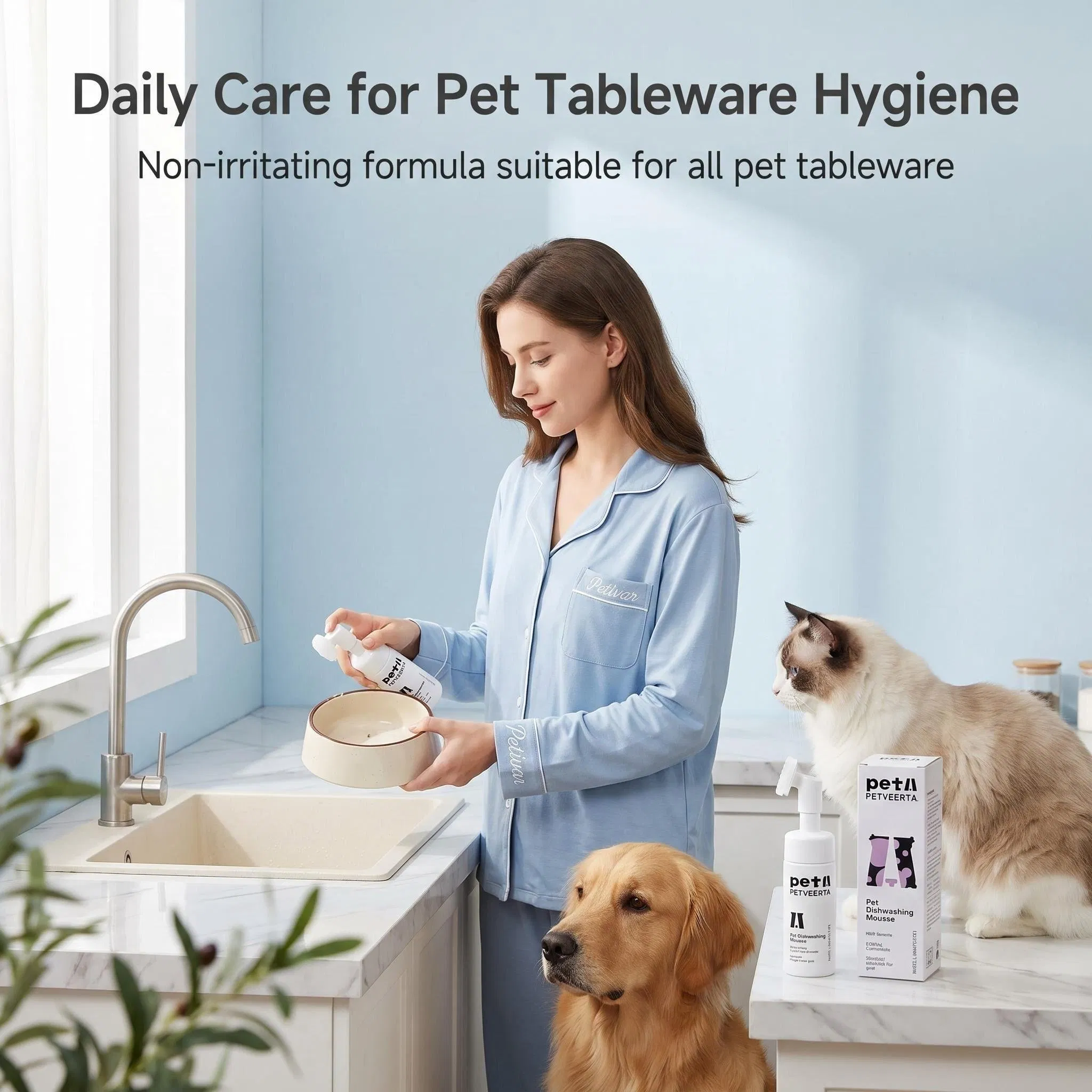 Mousse de Limpeza para Tigelas, Brinquedos, Comedouros e Acessórios para Animais de Estimação