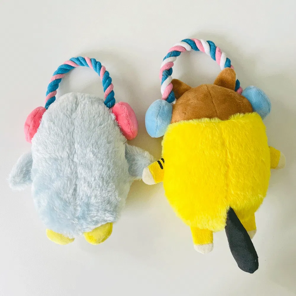 Brinquedo de cachorro em forma de fone de ouvido de pássaro com apito para mastigar e brincar