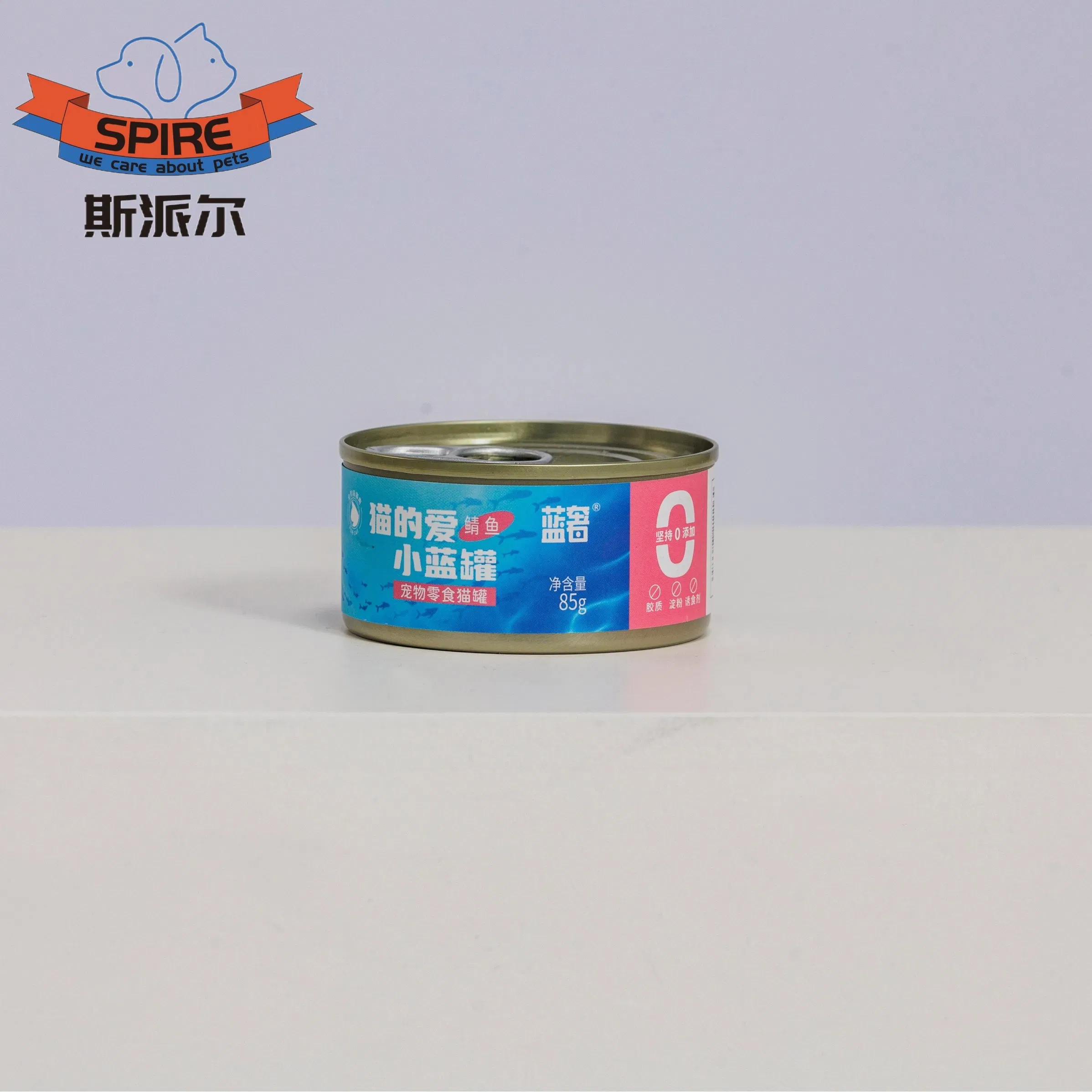 Fabricante de Ração para Animais de Estimação da China Etiqueta OEM Sabor Caldo de Cavala Lata de Pet Snack para Gato Ração Úmida para Gato Lata OEM Pet Treats para Gato e Cachorro