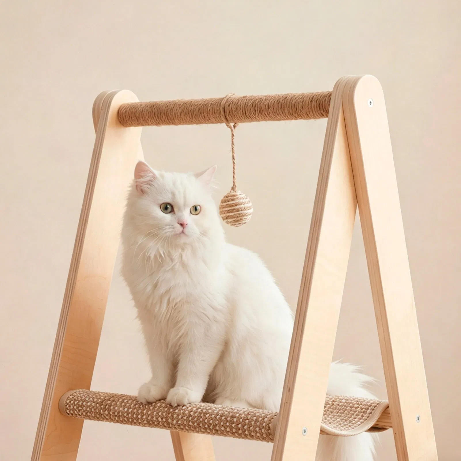 Árvore de Gato em Madeira Personalizada em A 3 com Poste de Arranhar de Sisal