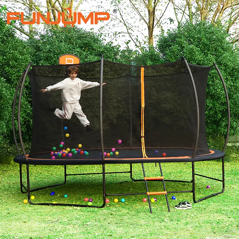 Wholesale Funjump 14FT Outdoor Trampoline for Kids - Quality China Factory Suppliers with Ladder & Basketball Hoop Manufacturers, Factories
