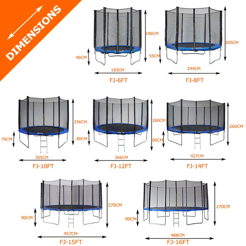 OEM Funjump China Suppliers: Customizable 6ft-16ft Outdoor Round Trampoline from Reliable Factory for Safe Fun Factories, Factory