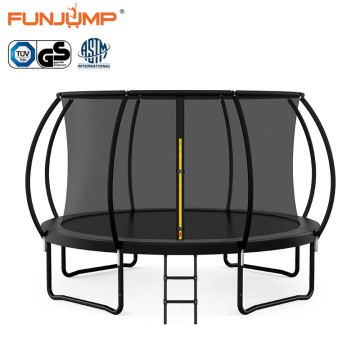 Funjump curved pole outdoor trampoline - ready for export packaging