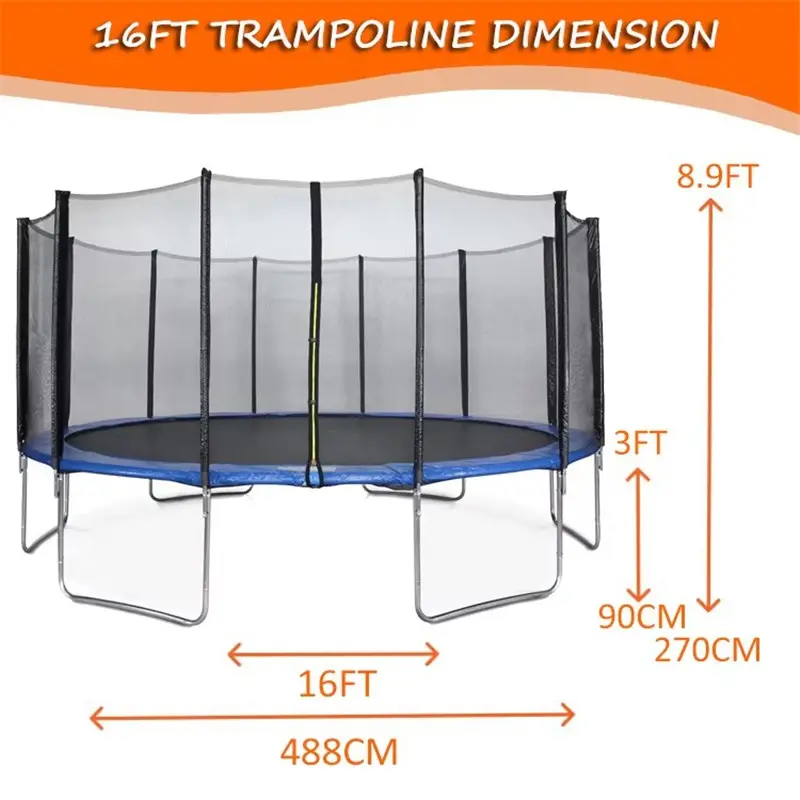 OEM China Suppliers Funjump 6-16FT Round Rebound Trampoline with Safety Net and Ladder - Factory Direct Quality Manufacturers, Manufacturer