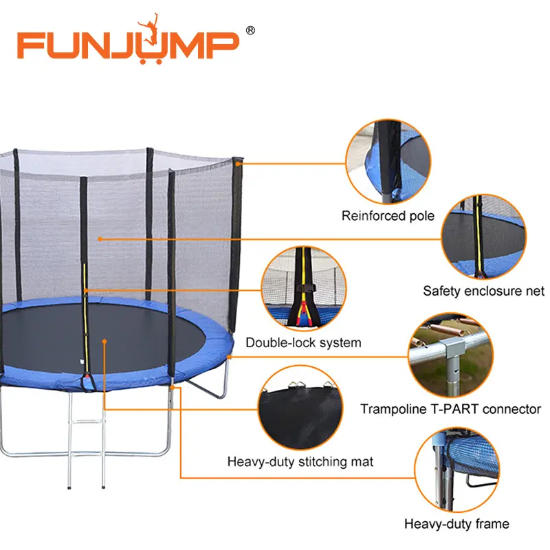 OEM Funjump China Suppliers: Customizable 6ft-16ft Outdoor Round Trampoline from Reliable Factory for Safe Fun Factories, Factory