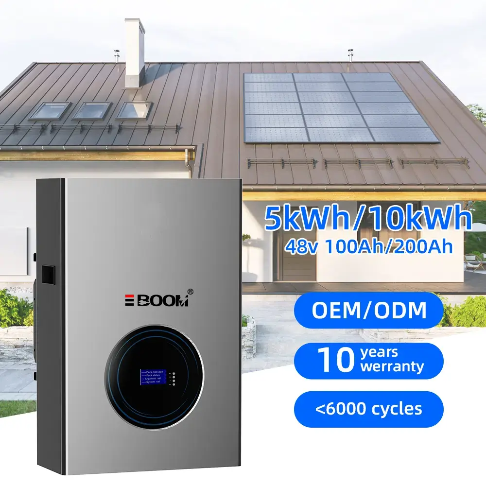 China 48V 100Ah 200Ah LiFePO4 Wall Mount Battery 5kWh 10kWh Home Solar Energy Storage System With 6000 Cycles 10 Year Warranty Suppliers, Factory