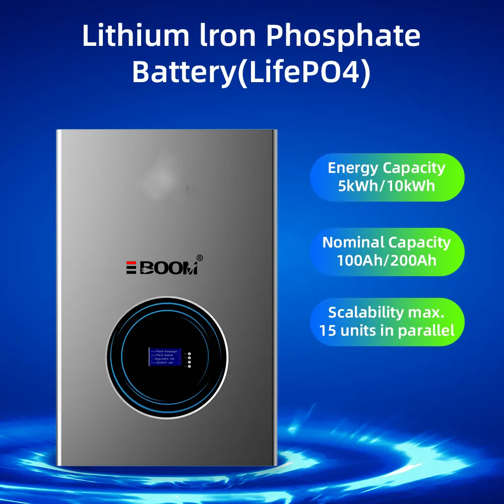 48V 100Ah 200Ah LiFePO4 Wall Mount Battery System - Detail View