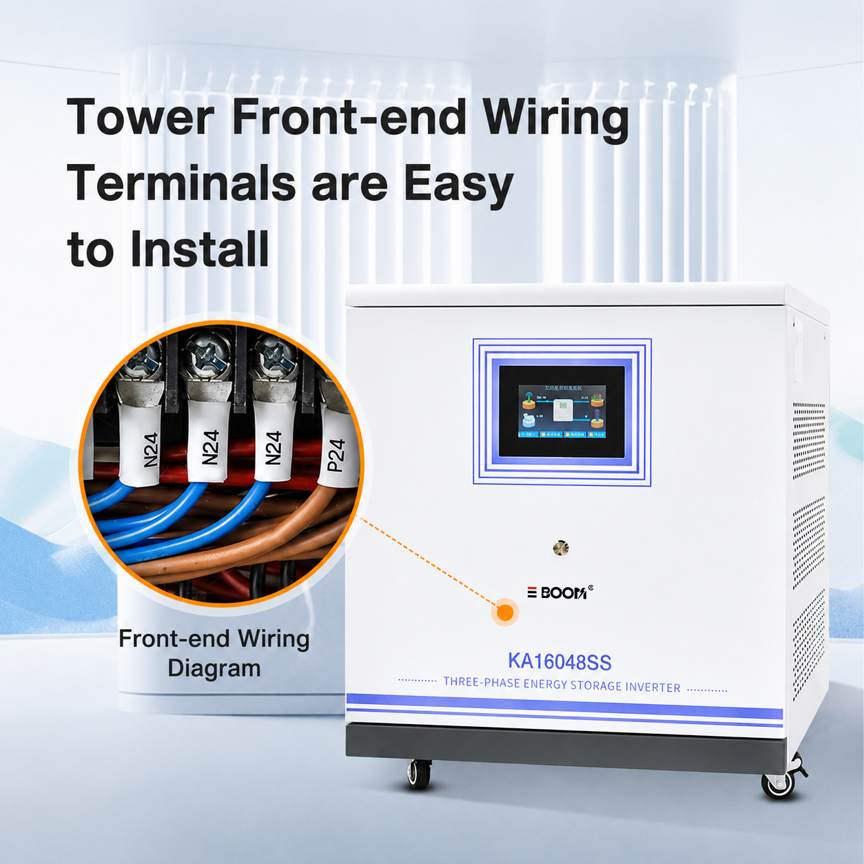 18kW 3-Phase Hybrid Solar Inverter for Commercial and Industrial Applications - Detail View