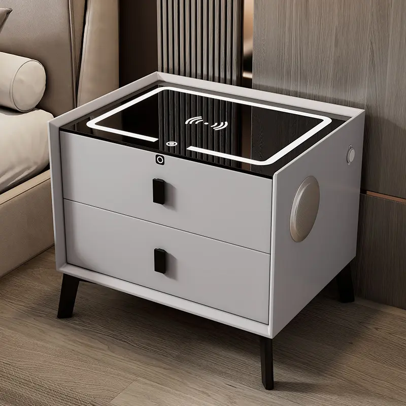 High-Quality Modern simple smart nightstand multi-functional wireless charging fingerprint lock bedside cabinet for bedroom Manufacturers, Manufacturer