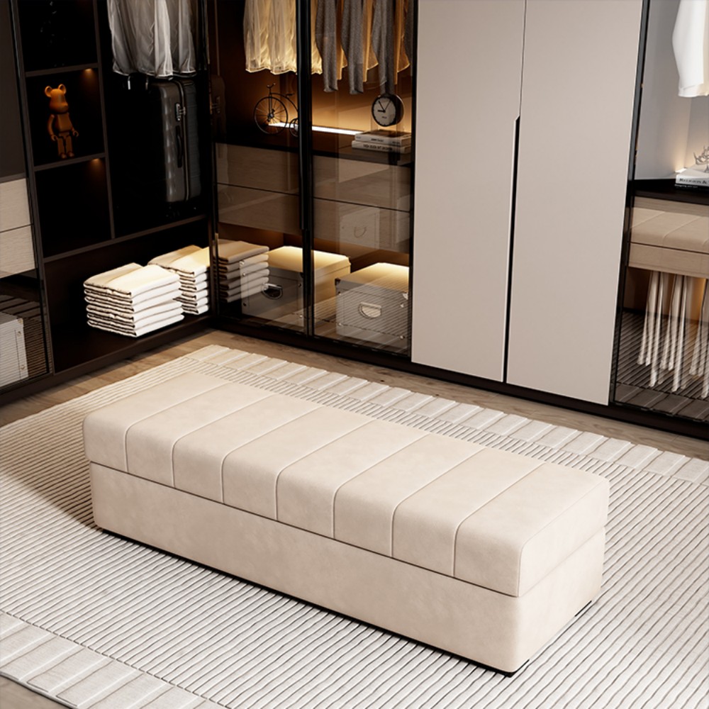 Cream-style storage bed tail stool Italian-style minimalist long bench