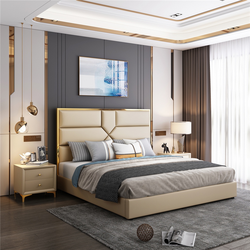 Luxury King Size Leather Bed Side View