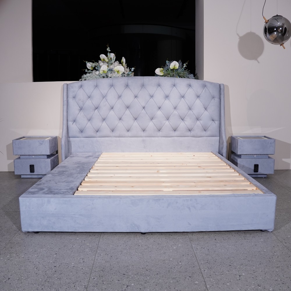 Upholstered Velvet Storage Bed Detail