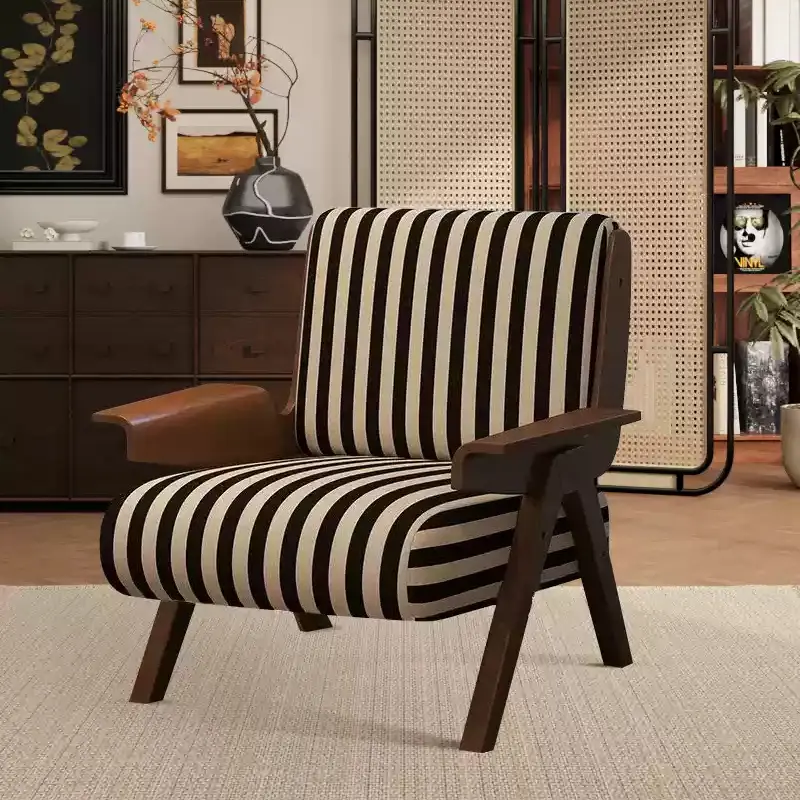 China Richard French Chinese Style Living Room Balcony Leisure Chair Solid Wood Lazy Sofa Single Chair Manufacturers, Factories