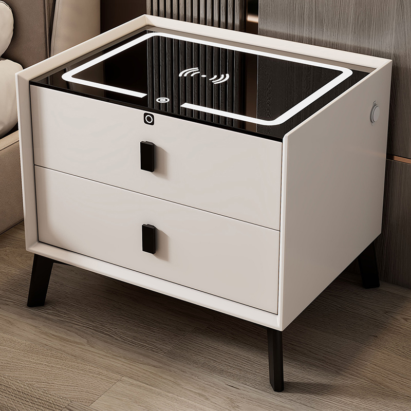 Modern smart nightstand with LED lighting