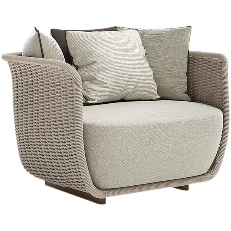 China Outdoor sofa waterproof and sun-proof courtyard villa Nordic rattan chair set Suppliers, Factories