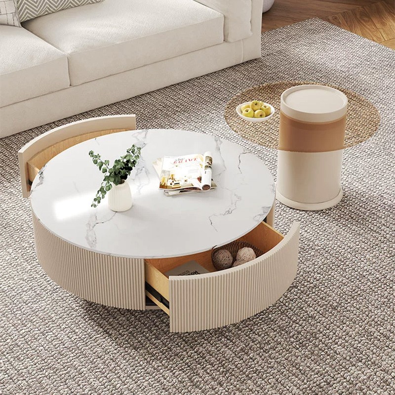 Nordic Modern Coffee Table Marble Top View 1
