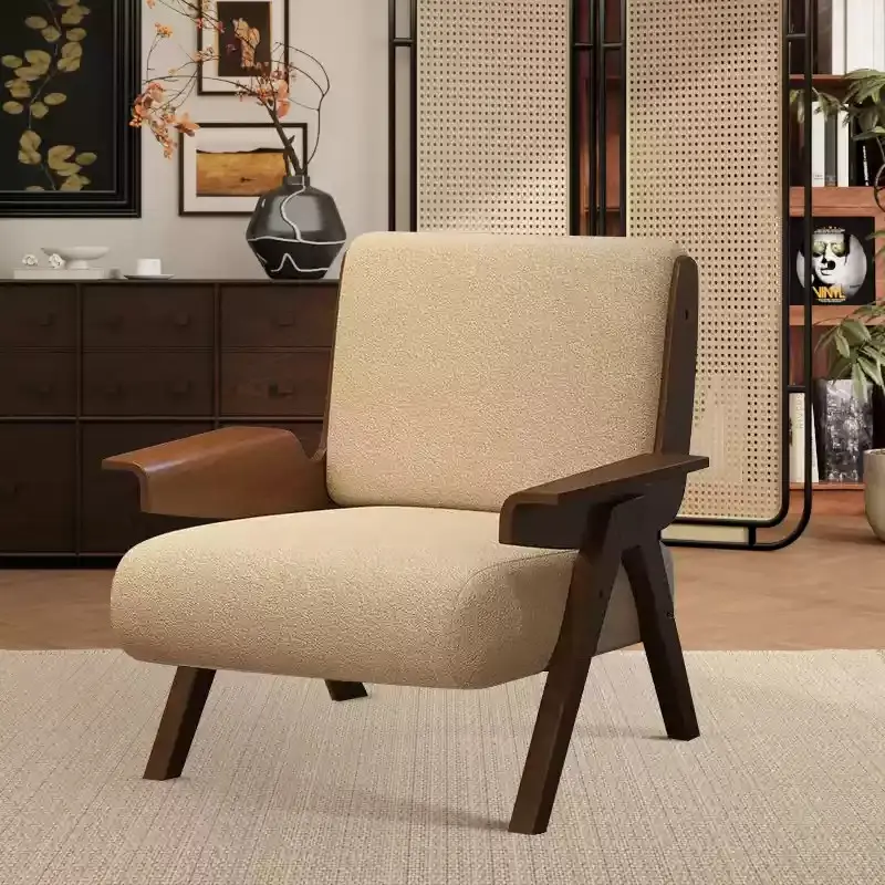 China Richard French Chinese Style Living Room Balcony Leisure Chair Solid Wood Lazy Sofa Single Chair Manufacturers, Factories