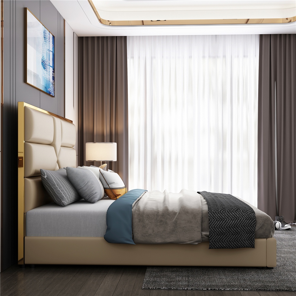 Luxury King Size Leather Bed Front View