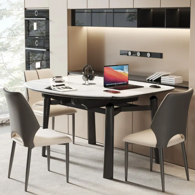 China Modern simple household small-sized folding marble dining table and a variable round table Supplier, Factories