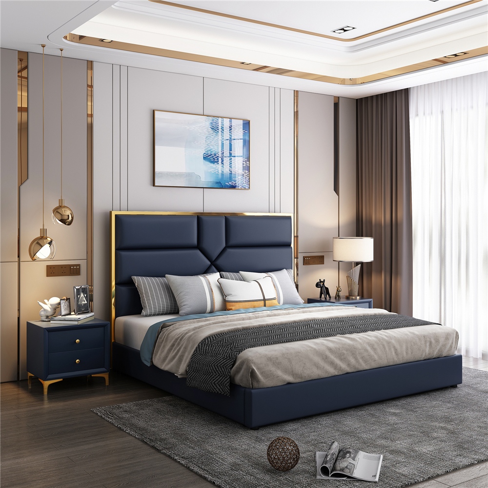High-Quality Light Luxury Italian Type King Size Leather Bed Manufacturers, Supplier