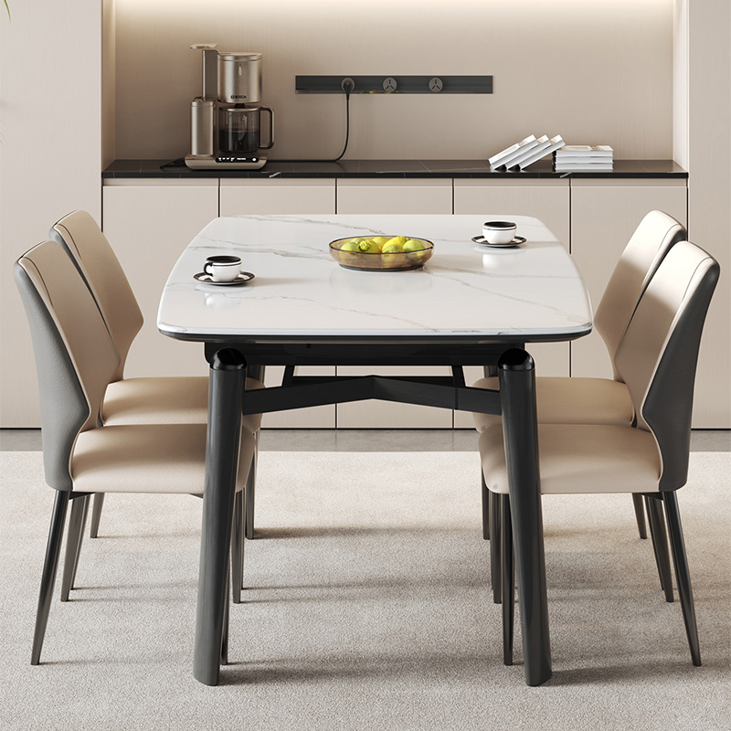 Modern simple household small-sized folding marble dining table and a variable round table