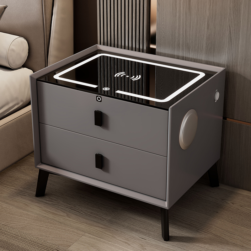 Functional bedside cabinet with fingerprint lock