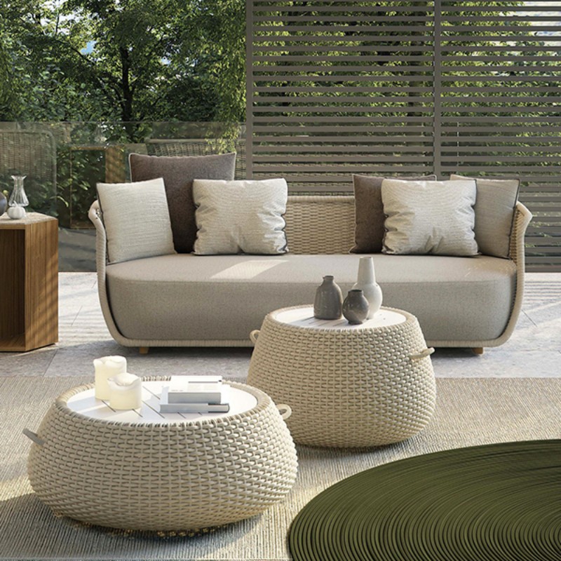 Outdoor sofa waterproof and sun-proof courtyard villa Nordic rattan chair set