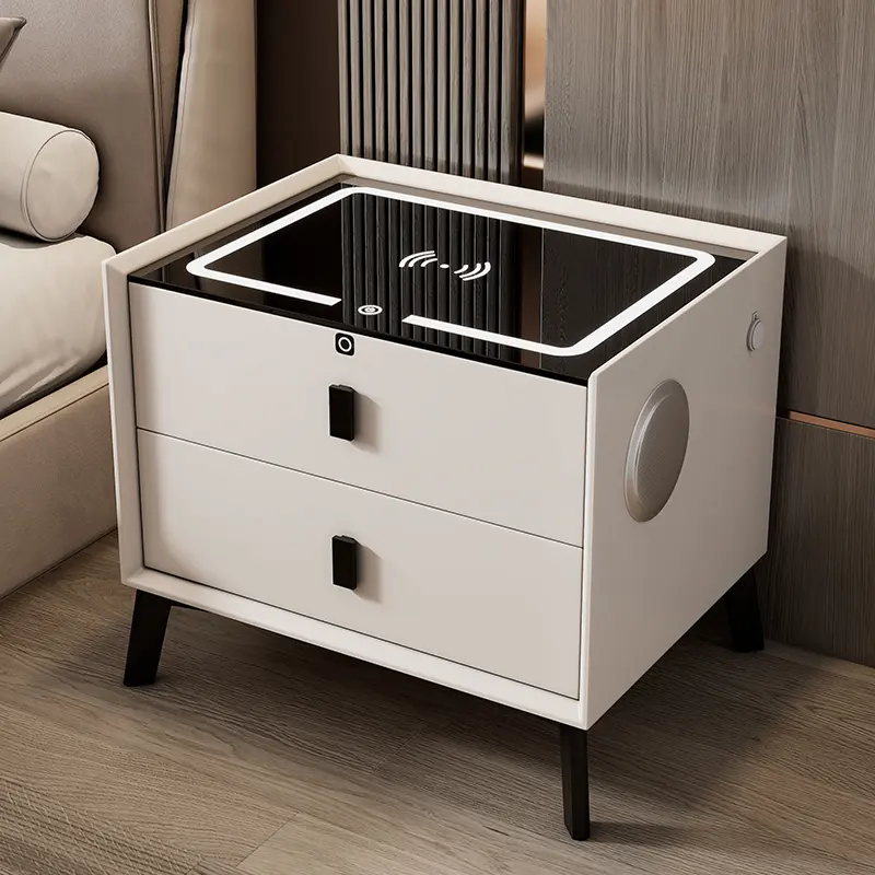 High-Quality Modern simple smart nightstand multi-functional wireless charging fingerprint lock bedside cabinet for bedroom Manufacturers, Manufacturer