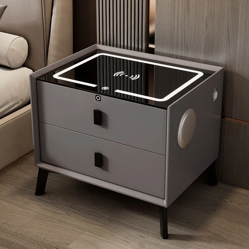 High-Quality Modern simple smart nightstand multi-functional wireless charging fingerprint lock bedside cabinet for bedroom Manufacturers, Manufacturer