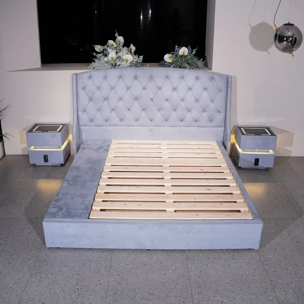 Wholesale Factory custom OEM queen size Upholstered Velvet Storage Bed Suppliers, Supplier