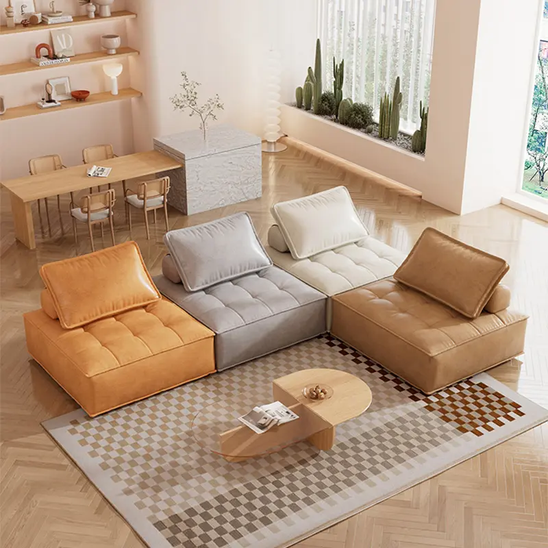 Wholesale Modern Luxury Convertible Chaise Lounge Couch Square L-Shaped Sectional Sofa for Living Room Furniture Modular Sofa Suppliers, Factories