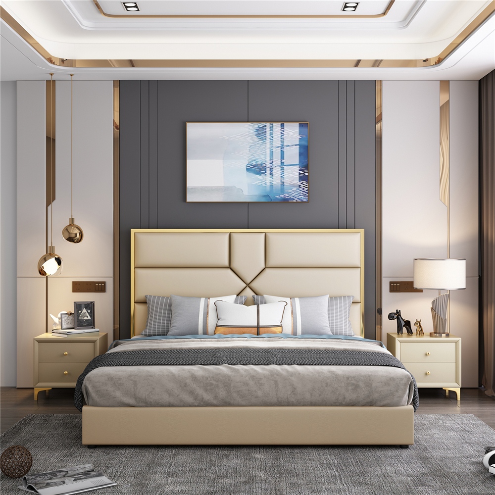 Luxury King Size Leather Bed Texture